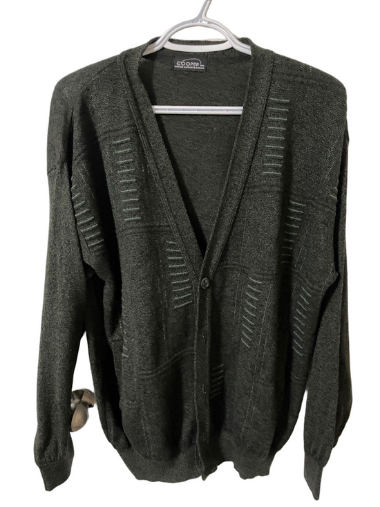 Lee Cooper Other - Vintage Cooper Wool Blend Grey With Green Detail Cardigan Sweater Size M